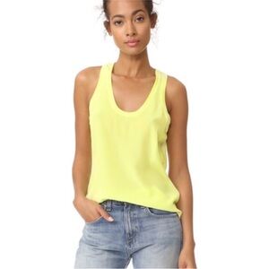 NWOT Equipment ‘Mel’ Tank Neon Yellow 100% Silk
